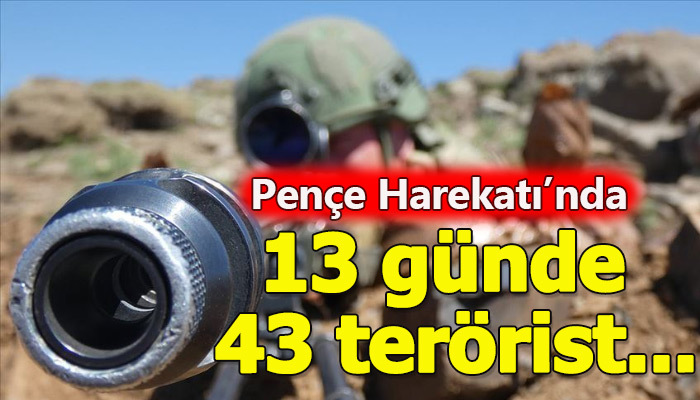 Pençe Harekatı'nın 13. gününde 43 terörist etkisiz halde