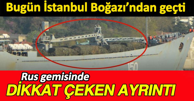 Rus savaş gemisinde kamufle edilmiş askeri araçlar!