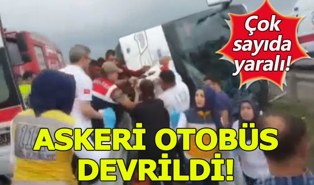 Samsun'da Acemi Birliği askeri otobüsü devrildi:47 Yaralı