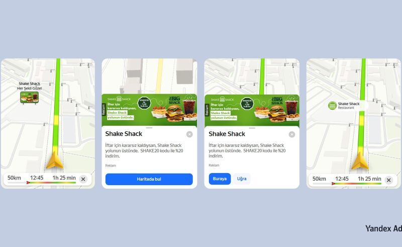 Shake Shack, Yandex Maps&Navi'nin “Markalı Rota” reklam formatını kullanan ilk reklamveren
