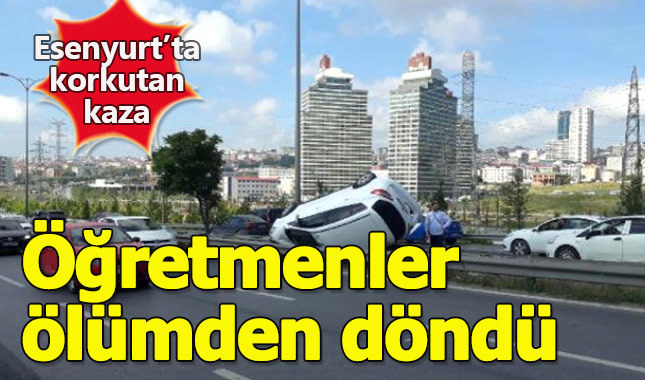 Sınava giden öğretmenlerin aracı takla attı