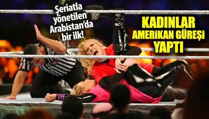 Suudi Arabistan'da kadınlar Amerikan güreşi yaptı