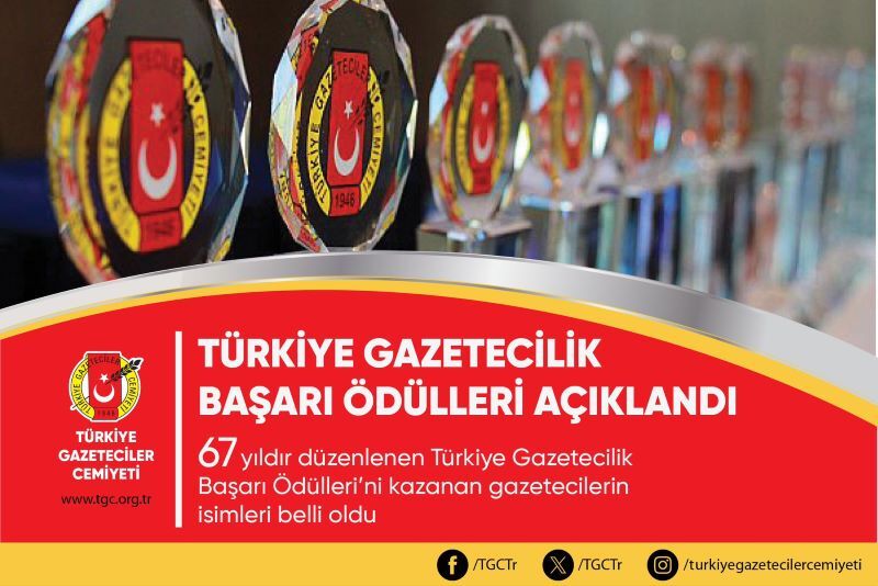 TGC 67.Türkiye Gazetecilik Başarı Ödüllerini kazananlar belli oldu
