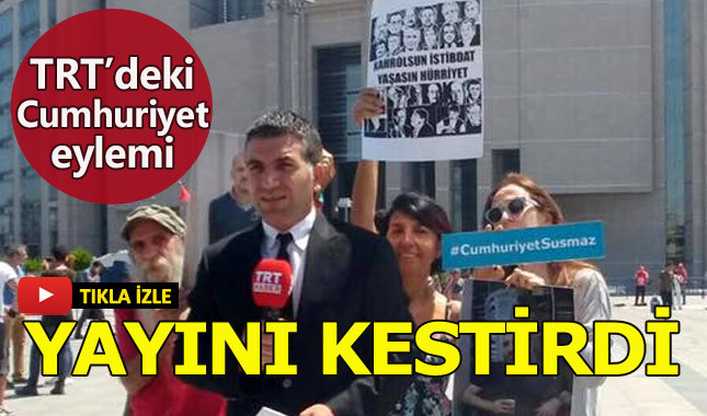 TRT canlı yayınında 'Cumhuriyet' eylemi