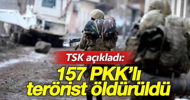 TSK: Çukurca'da 157 PKK'lı terörist etkisiz hale getirildi