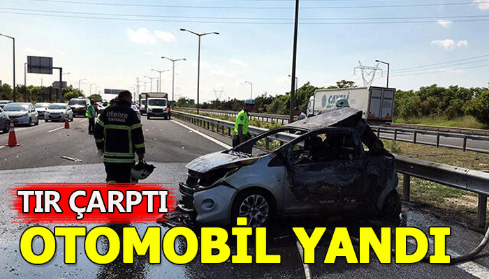 Tekirdağ'da trafik kazası! Otomobil yandı!