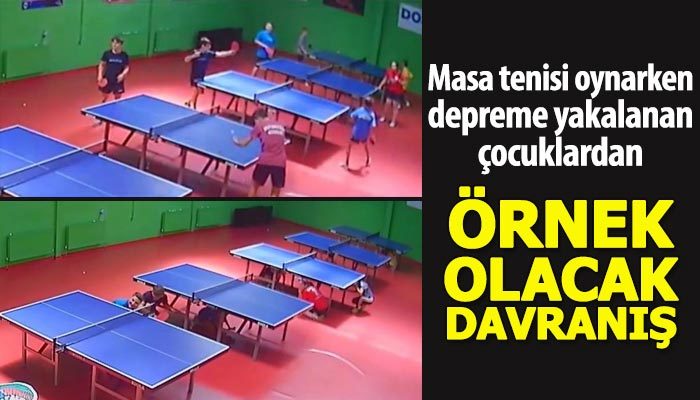 Tenis oynarken depreme yakalanan çocuklardan örnek davranış