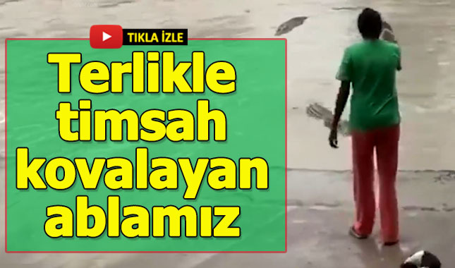 Terlikle timsah kovalayan kadın