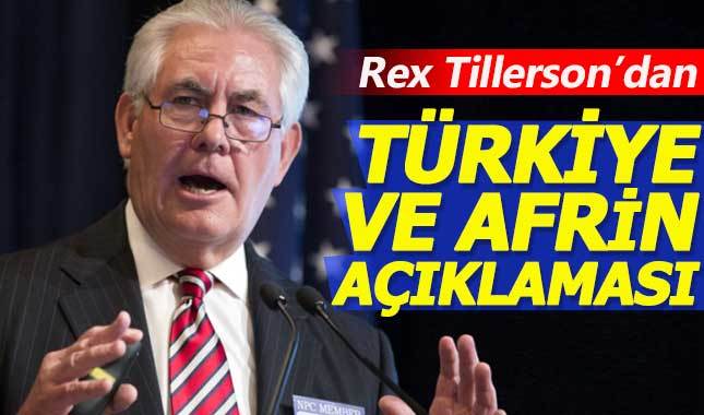 Tillerson: Türkiye'nin güvenlik endişesinin farkındayız