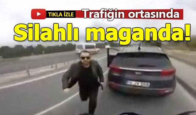Trafikte kendine korna çalan motorcuya silah çeken barzo