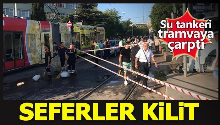 Tramvay kaza yaptı, seferler aksadı