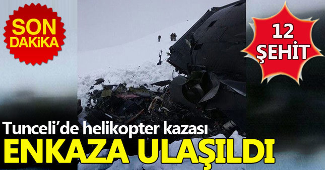 Tunceli'de düşen helikopterin enkazına ulaşıldı