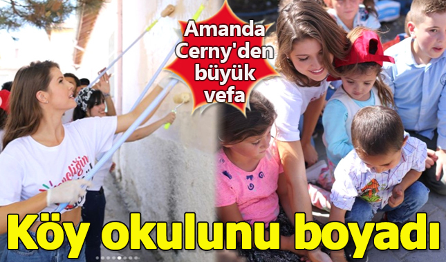 Türkiye'ye gelen Amanda Cerny'den büyük vefa! Nevşehir'de köy okulunu boyadı