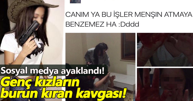 Üniversiteli Türk kızların burun kırmalı kavgası! 