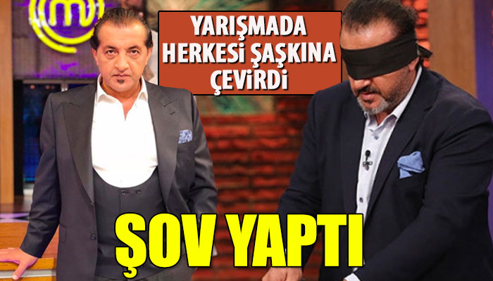 Ünlü şef Mehmet Yalçınkay'nın gözü kapalı bütün tavuğu parçalara bölmesi