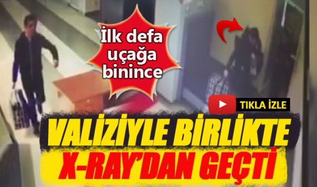 Valiziyle birlikte X-Ray cihazından geçen genç