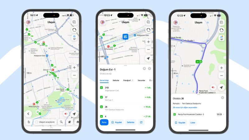 Yandex Maps ve Navi'de canlı toplu taşıma takibi Sakarya'da kullanıma sunuldu
