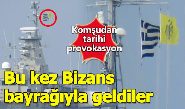 Yunan karakol gemisi Bizans bayrağı çekti
