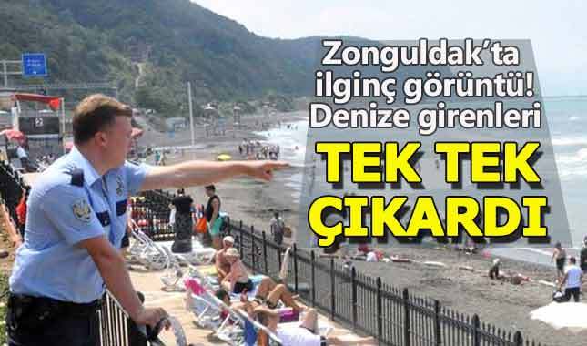 Zonguldak'ta denize girenlere polis engeli