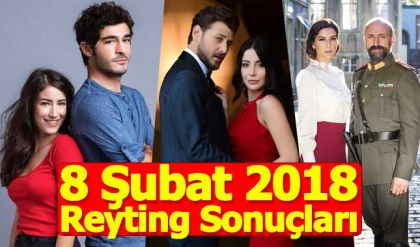 8 Şubat 2018 Perşembe reyting sonuçları - Total ve AB reyting oranları - Kanal D Fox Atv Show Star TRT1 TV8