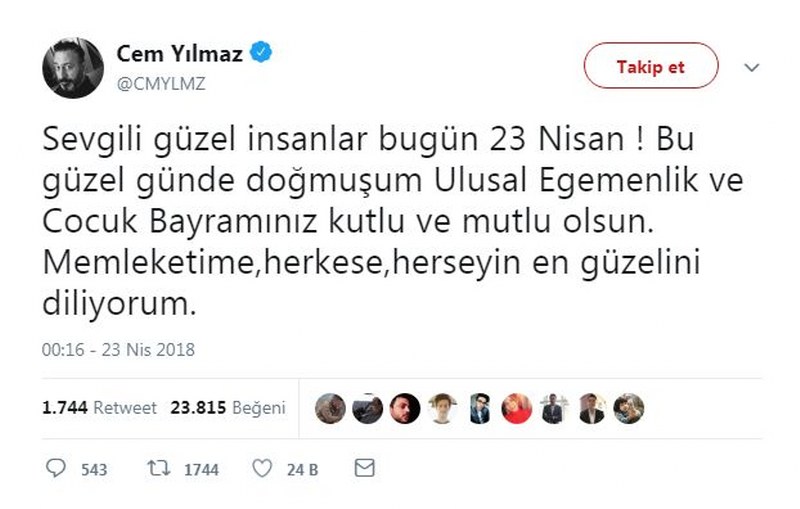 Ünlülerin 23 Nisan Ulusal Egemenlik ve Çocuk Bayramı paylaşımları A24