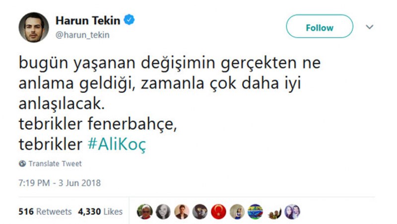 Fenerbahçe'nin yeni başkanı Ali Koç'a ünlülerden tebrik mesajı yağdı A24