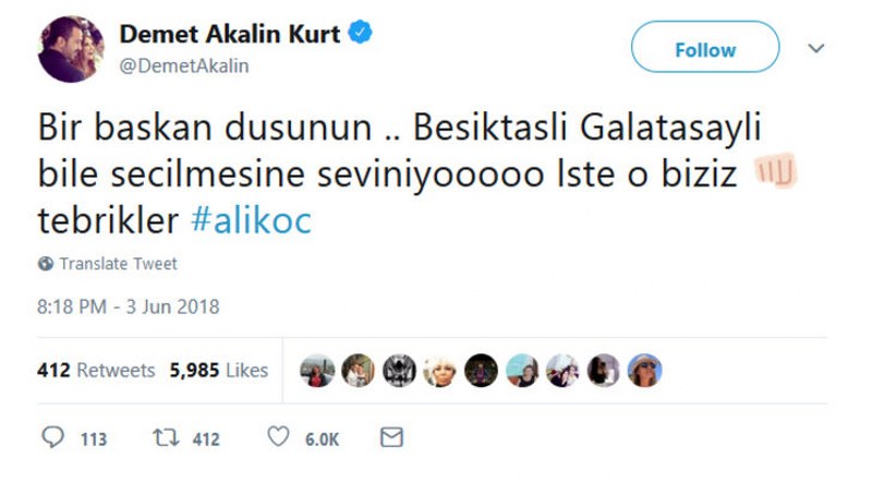 Fenerbahçe'nin yeni başkanı Ali Koç'a ünlülerden tebrik mesajı yağdı A24