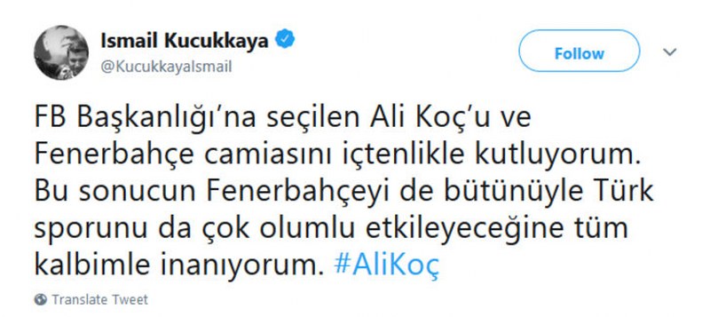 Fenerbahçe'nin yeni başkanı Ali Koç'a ünlülerden tebrik mesajı yağdı A24