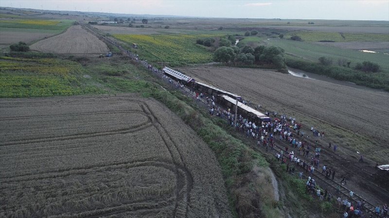 Tekirdağ Çorlu'daki tren kazasının havadan çekilen görüntüleri A24