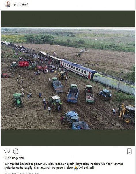 Ünlü İsi̇mleri̇n tren kazası paylaşımları A24